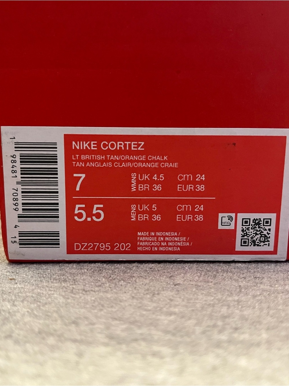 Nike Cortez Textile Sneaker British Tan Orange Chalk Women's Size 7 DZ2795-202 - Picture 11 of 11
